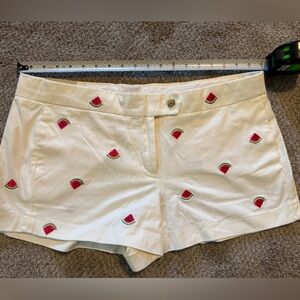 J. Crew White Shorts with Watermelon Embroidery